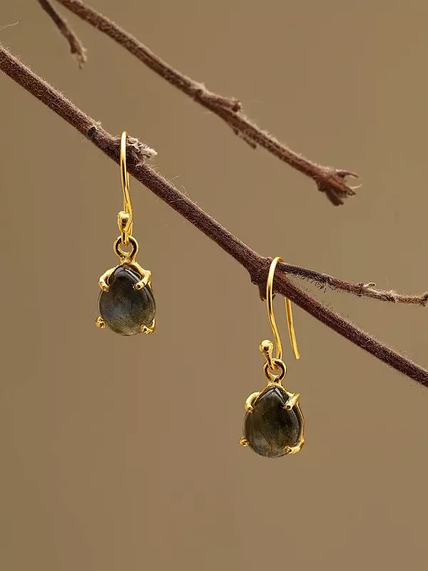 Teardrop Shape Labradorite Drop Earrings