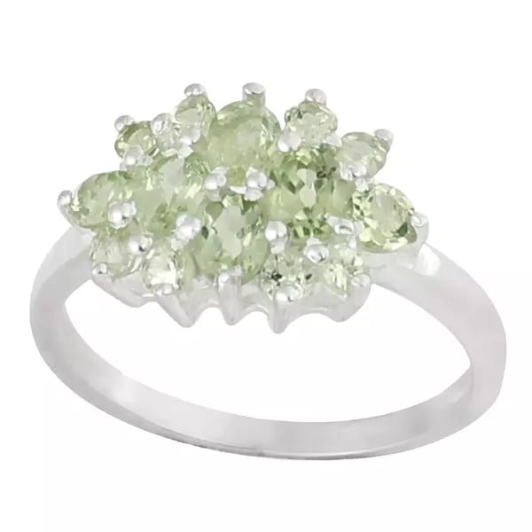 Superfine Sterling Silver Ring with Faceted Peridot Stone