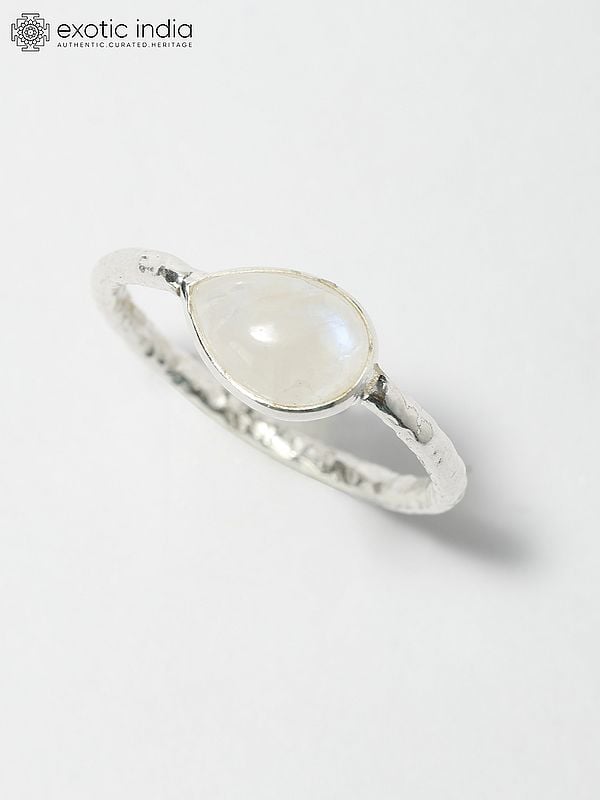 Pear Shape Rainbow Moonstone Ring