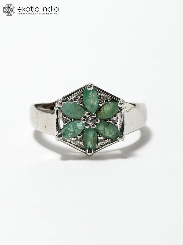 Floral Design Emerald Ring