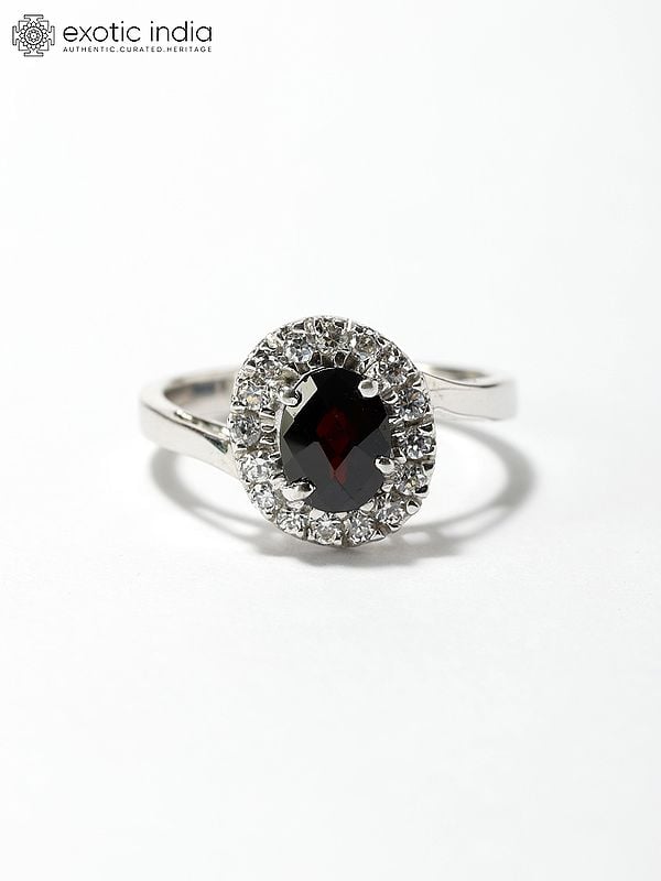 Oval Cut Faceted Garnet Ring