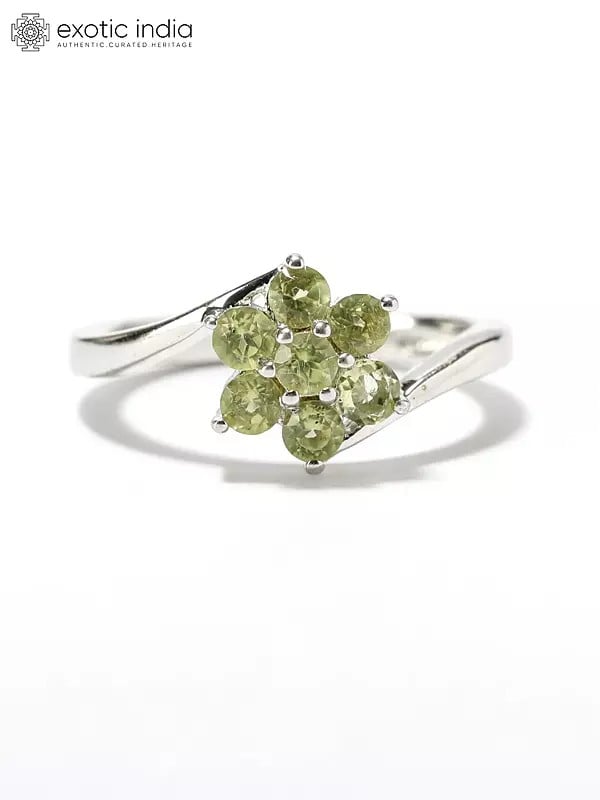 Flower Design Peridot Gemstone Ring