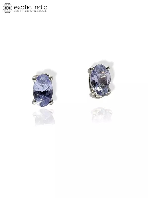 Small Oval Cut Faceted Tanzanite Earrings