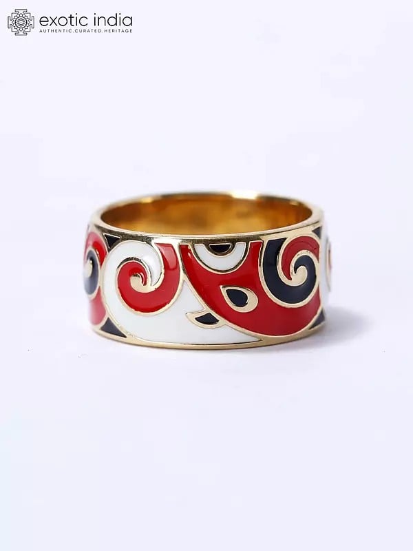 Enamel Work Sterling Silver Ring