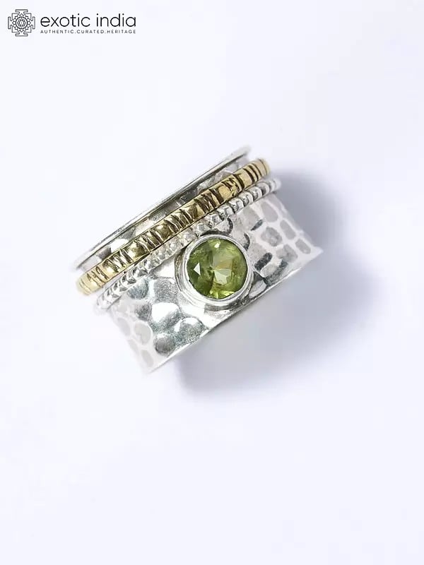 Spinner Ring with Faceted Peridot Gemstone