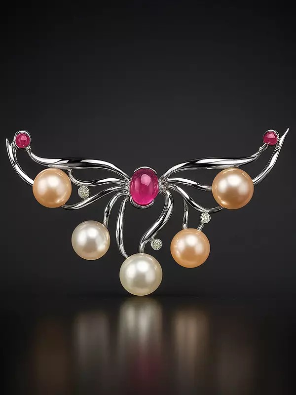 Gemstone Pendant (Garnet, CZ and Pearl)