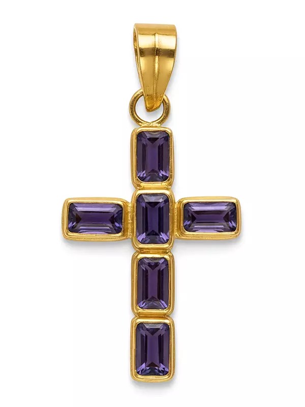Faceted Iolite Cross Pendant