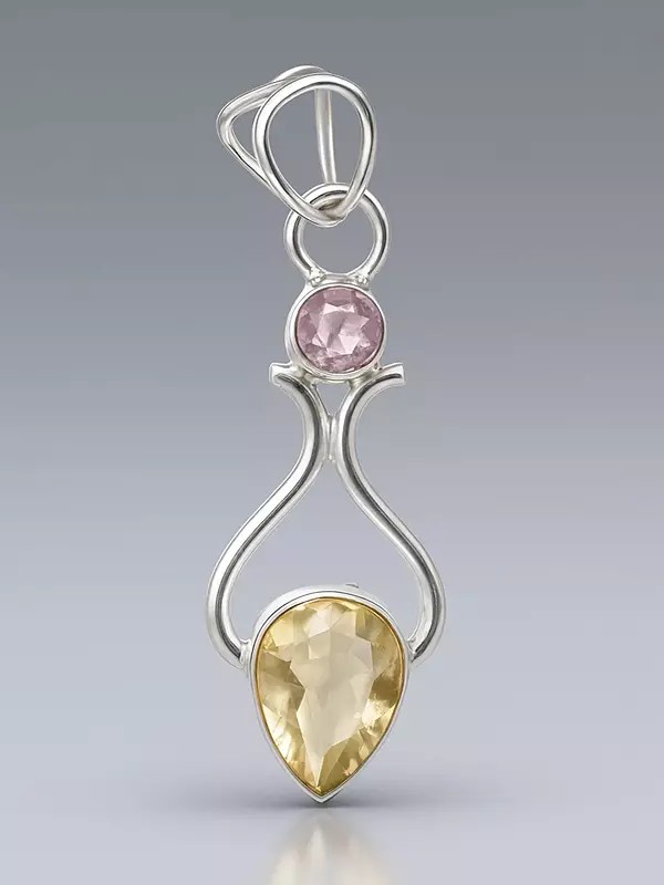 Faceted Amethyst and Lemon Topaz Pendant