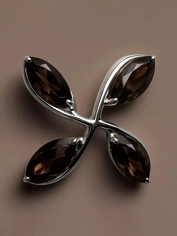 Four Petalled Smoky Flower | Marquise Cut Stone Pendant