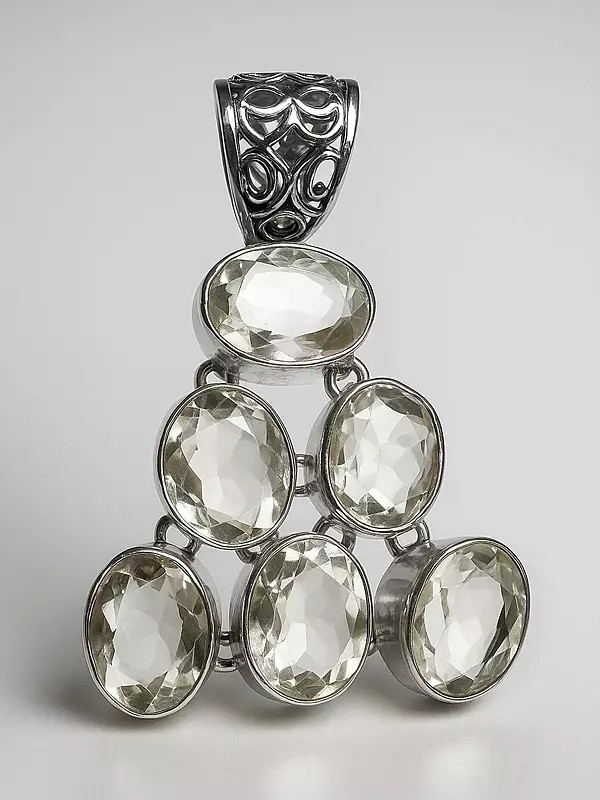 Faceted Crystal Pendant with Lattice Bale