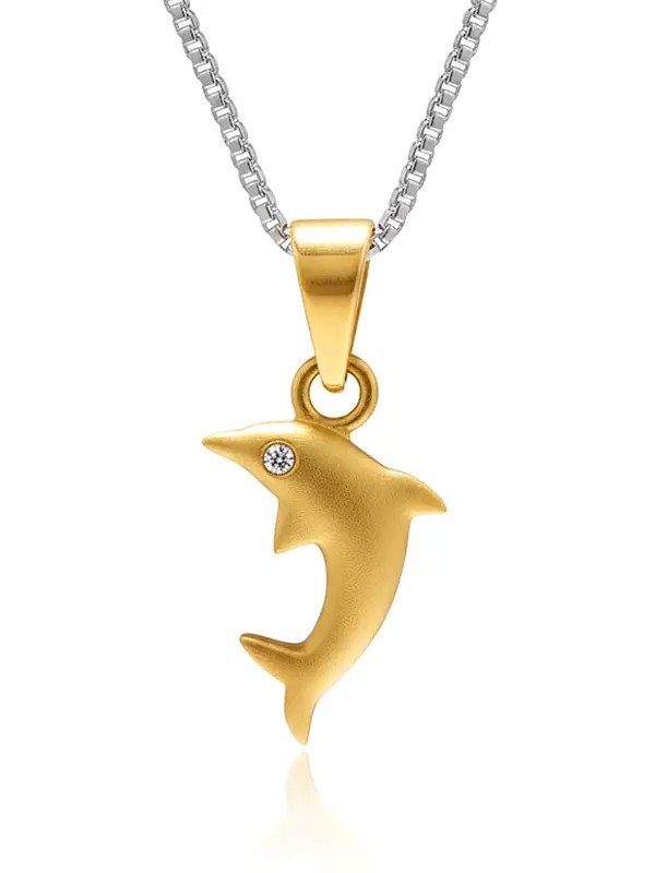 Designer Dolphin Pendant with Diamond Eye