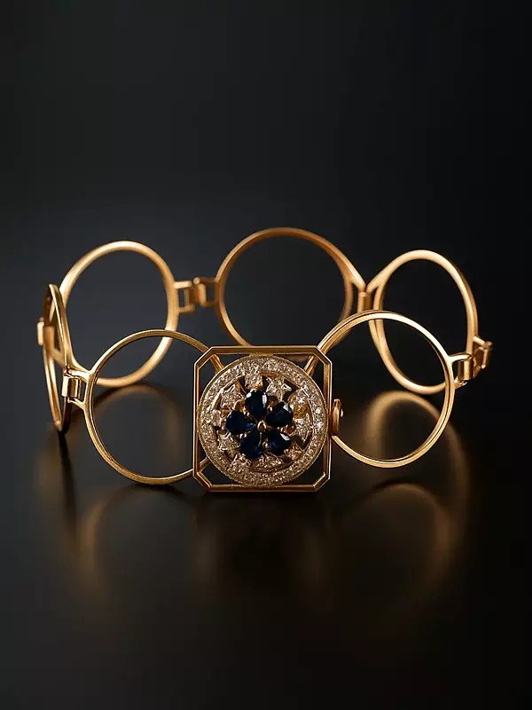 Faceted Sapphire Hoops Bracelet with Diamonds