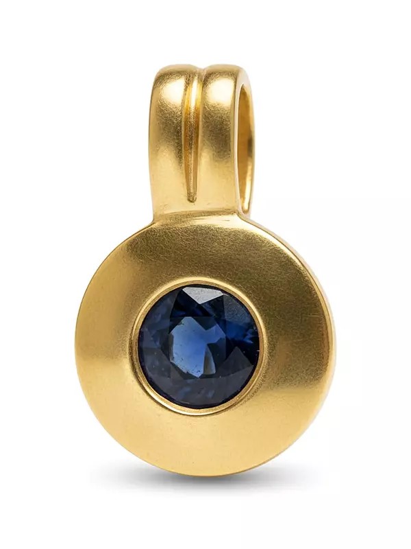 Faceted Blue Sapphire Pendant 18k Gold