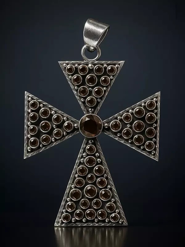 Faceted Smoky Quartz Cross Pendant
