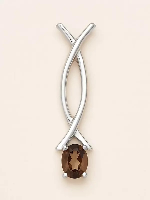 Faceted Smoky Quartz Pendant - Sterling Silver