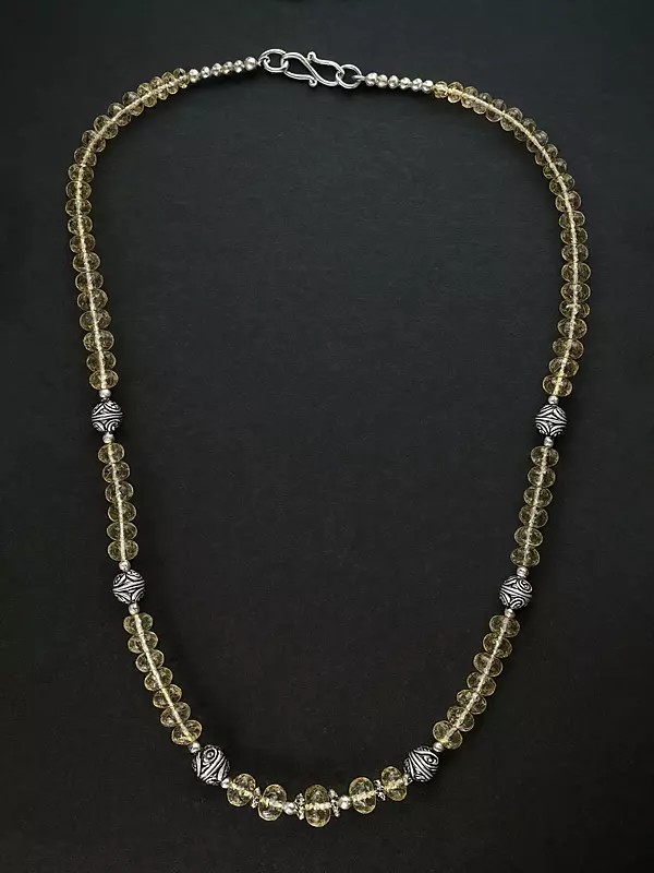 Faceted Citrine Beaded Pendant - Sterling Silver