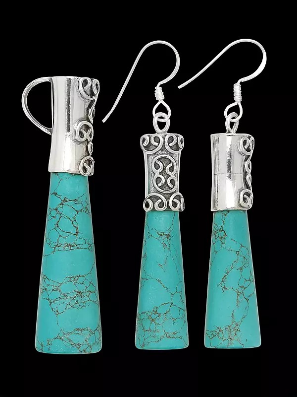 Inlay Pencil Pendant with Matching Earrings Set
