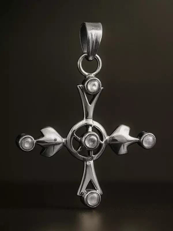 Rainbow Moonstone Cross Pendant