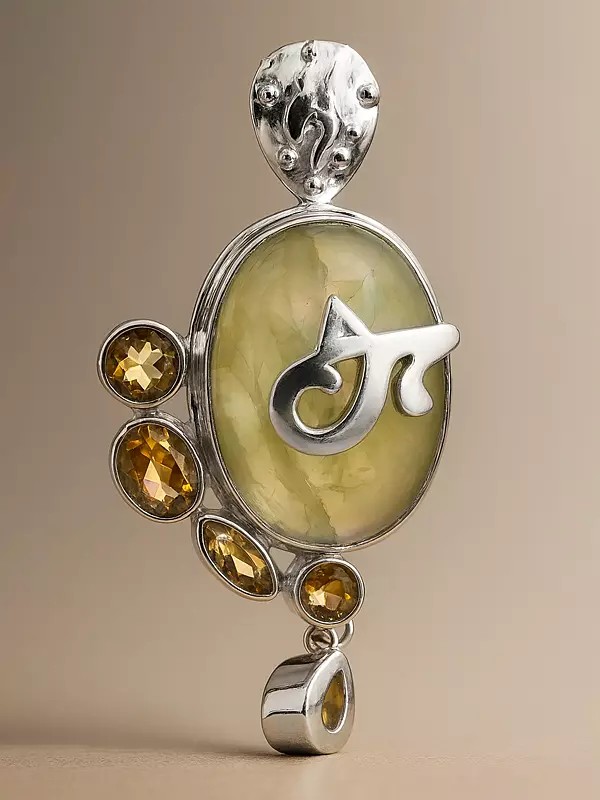 Prehnite Pendant with Faceted Citrine