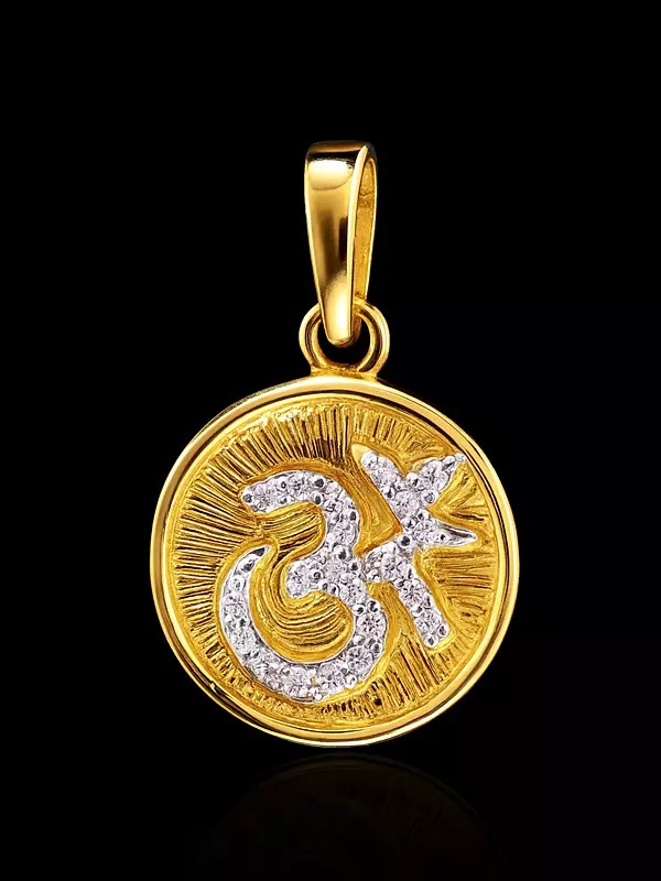 Round Shape OM (AUM) Pendant with Cubic Zirconia