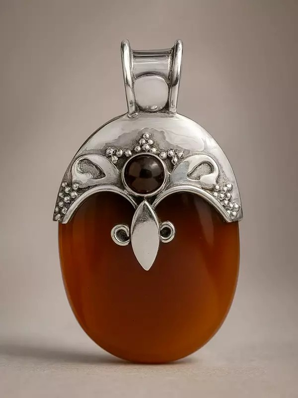 Carnelian Pendant with Garnet