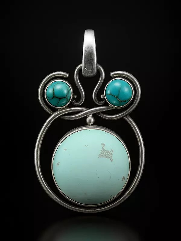 Designer Sterling Silver Pendant with Turquoise Gemstone