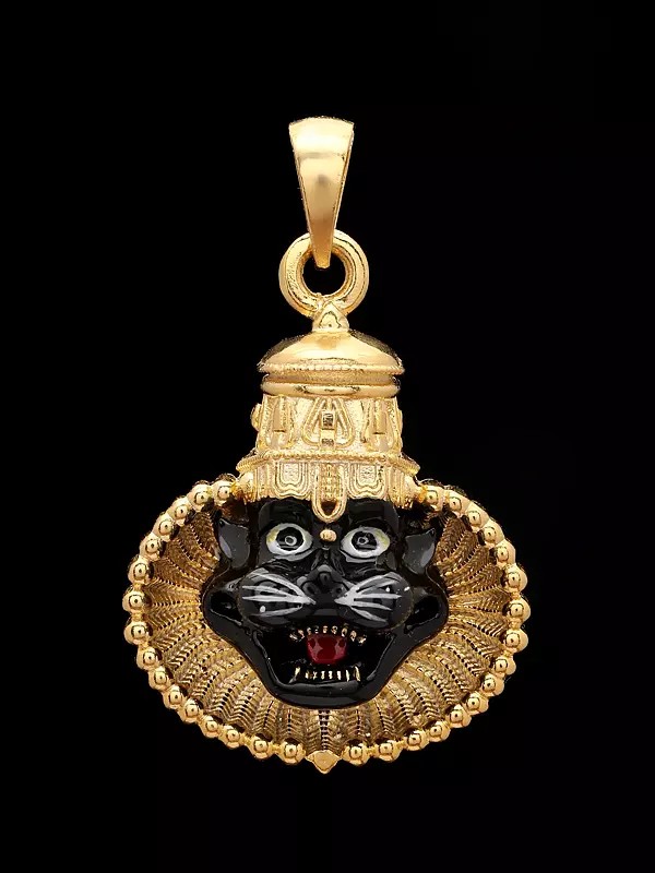 Enamelled Narasimha Face Sterling Silver Pendant