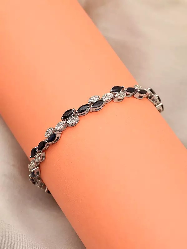 Marquise Cut Blue Sapphire and Cubic Zirconia Bracelet
