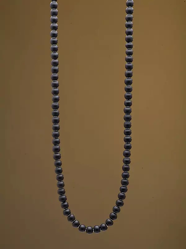 Natural Ebony Japa Mala with Orange Tassel