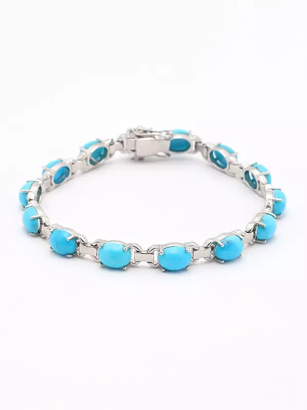Oval Shape Persian Turquoise Link Bracelet