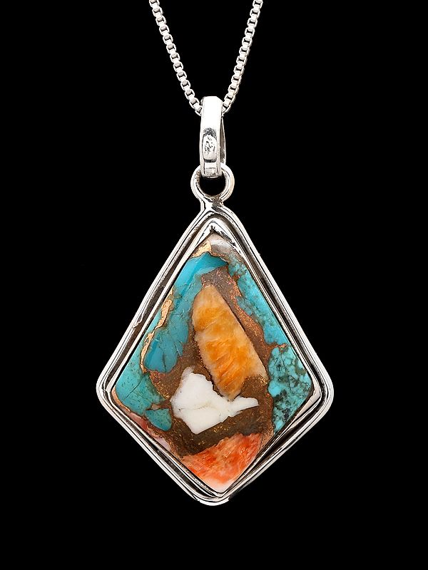 Kite Shaped Oyster Copper Turquoise Pendant