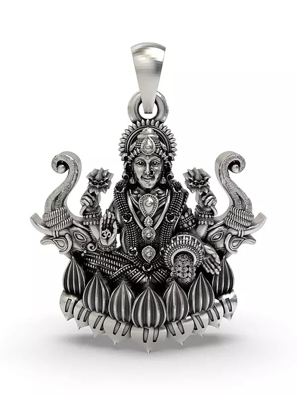 Goddess Gajalakshmi Seated on Lotus Pendant
