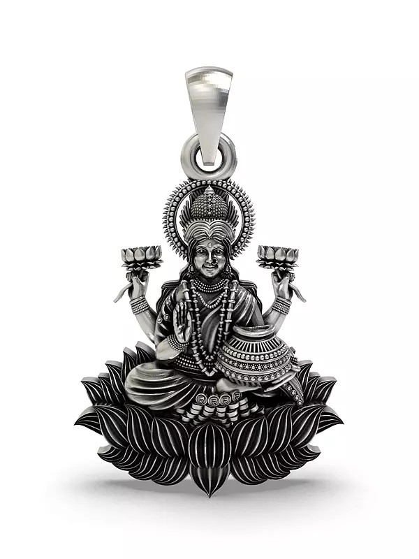 Goddess Lakshmi Seated on Lotus Pendant
