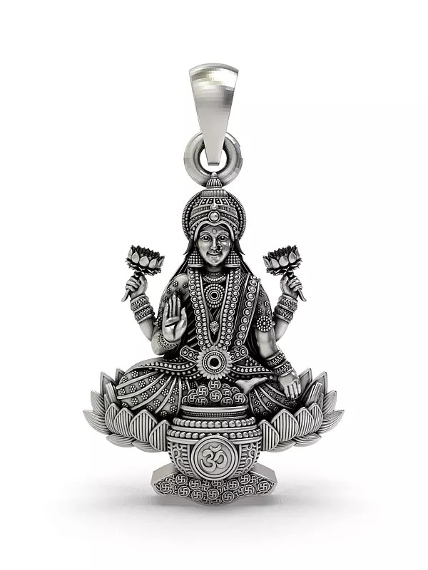 Lakshmi Maa Lotus Pendant with Om Symbol