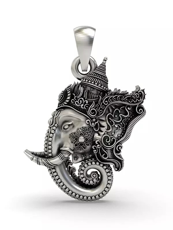 Lord Ganesha Face Pendant with Ornamental Detailing