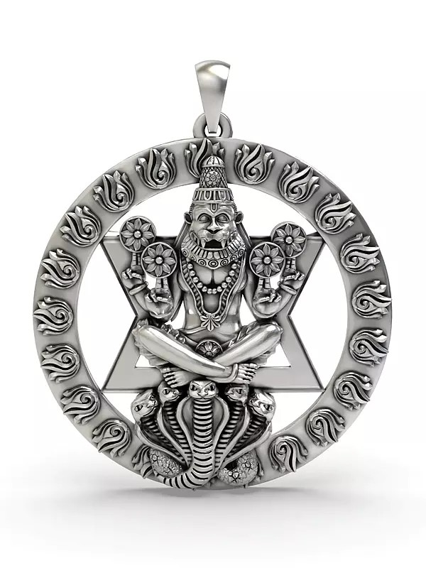 Sterling Silver Chakra Narasimha Pendant