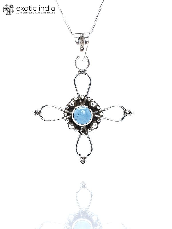 Stelring Silver Pendant with Persian Turquoise