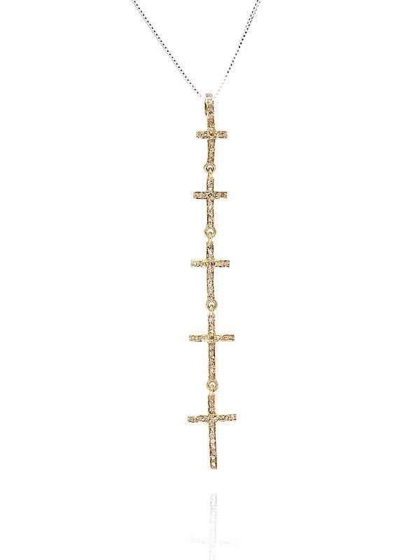 Gold Plated Sterling Silver Cross Pendant with Diamond