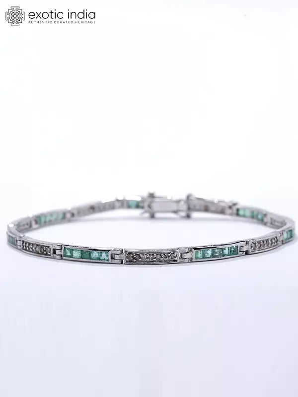 Green Onyx and Diamond Tennis Bracelet