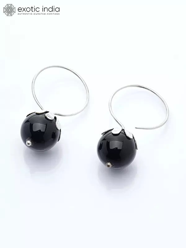 Black Onyx Drop Hook Earrings