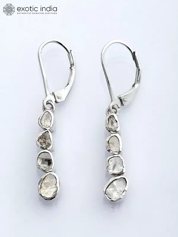 Polki Diamond Leverback Dangle Earrings