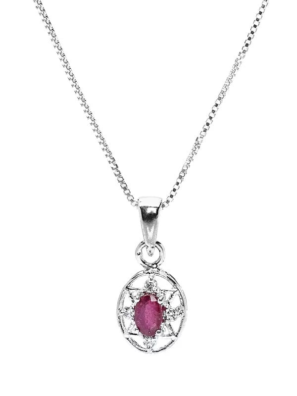 Octagon Star Shaped Ruby Pendant