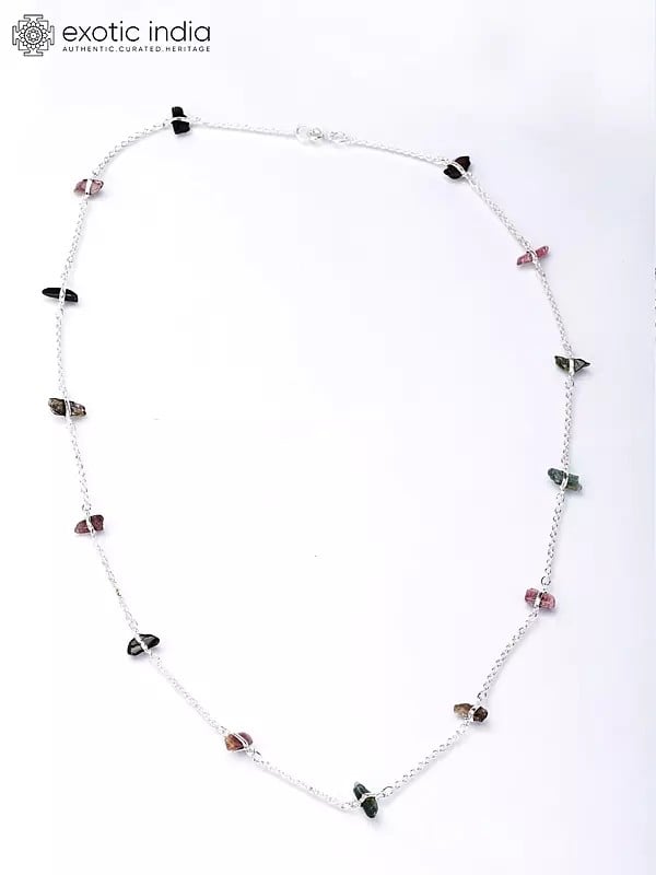 Long Tourmaline Chips Necklace