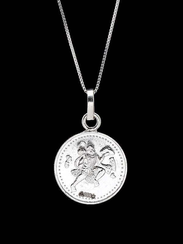 Lord Hanuman Pendant with Yantra on Reverse (Two Sided Pendant)