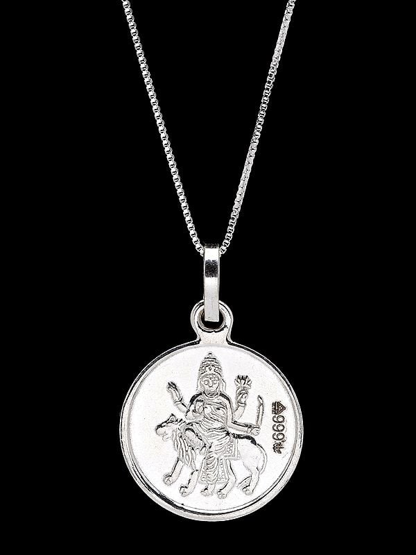 Maa Katyayani Pendant with Katyayani Yantra on Reverse (Two Sided Pendant)