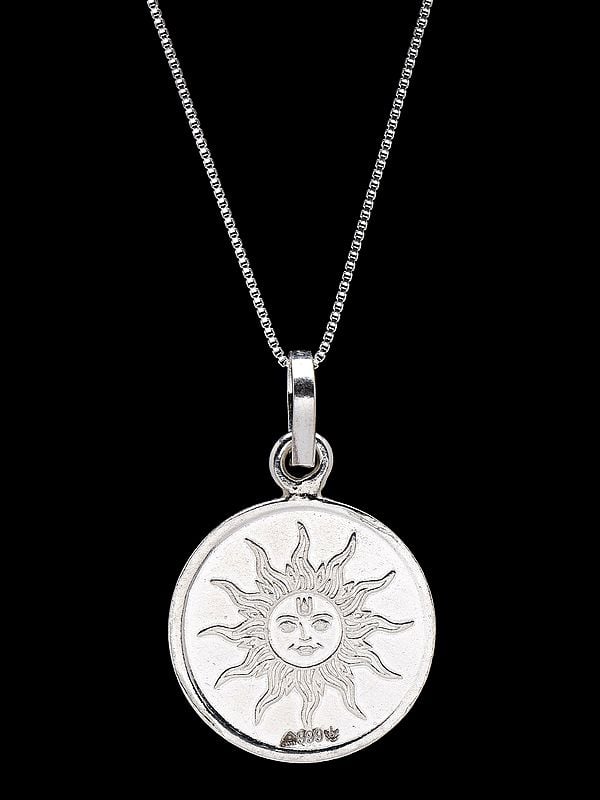 Lord Surya Pendant with Shri Gayatri Bisa Yantra on Reverse (Two Sided Pendant)