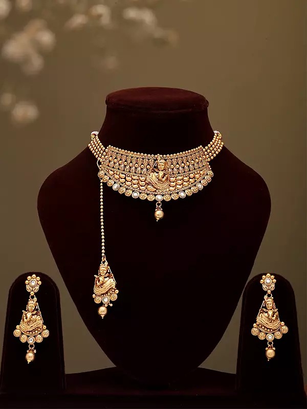 Bal Krishna Choker Necklace Set with Earring and Mangtika