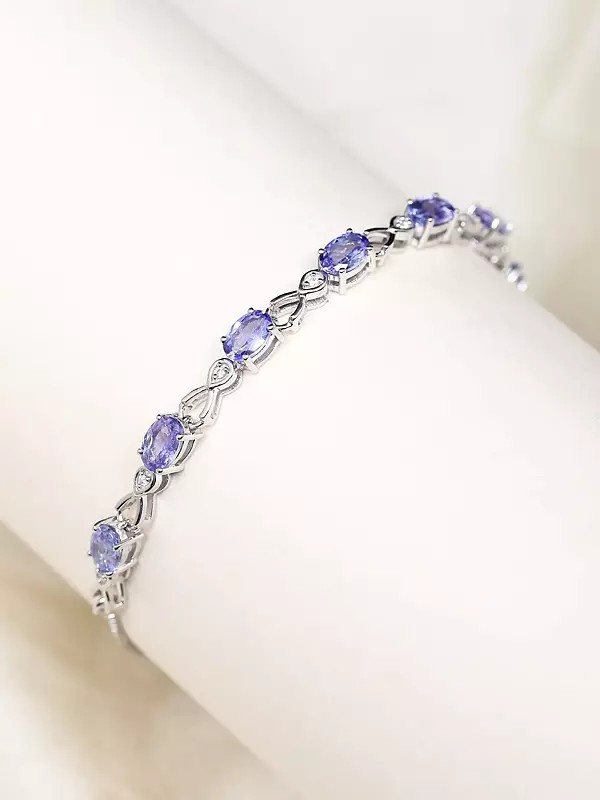 Faceted Tanzanite Wraparound Bracelet with White Topaz
