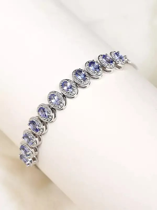Oval Shaped Faceted Tanzanite Wraparound Bracelet