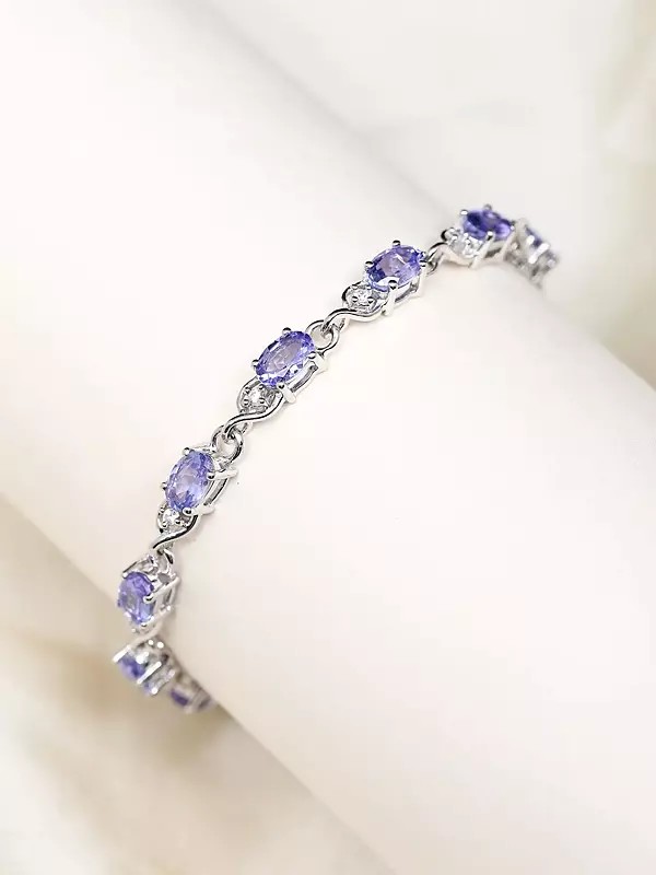 Faceted Tanzanite Wraparound Bracelet with CZ